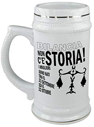 Boccale da birra Compleanno - segni zodiacali bilancia non c' è storia i migliori sono nati tra il 23 settembre ed il 22 ottobre - in ceramica - capienza 50 cl - idea regalo