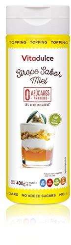 Sirope sabor miel sin azúcares añadidos, Topping sabor miel, Sirope bajo en calorías 400 gr. - Vitadulce …