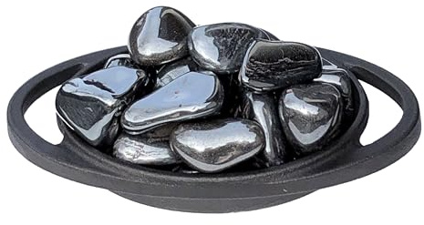 MKÖPKE Hämatit Handschmeichler - Polierter Naturstein Trommelstein metallisch-grau | Taschenstein | Geschenkidee | 30-50 mm