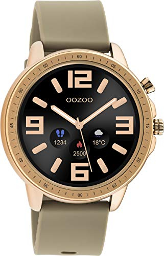 Oozoo - Smartwatch Unisex inkl. Silikonband 45mm | Blutdruck- und Blutsauerstoffmonitor | Fitnesstracker mit Herzfrequenzmesser | Wählbare Zifferblätter | Schlaftracker