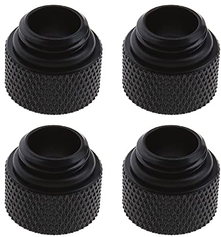 YINETTECH 4pcs G1/4 Black Water Cooling Extension Adapter 10mm Brass with O- Ring Rubber Extended Plat for Computer Water Cooling System