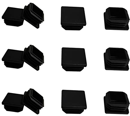 ZYYC 12 Stück 3,2 cm Vierkantrohr-Endkappen, Kunststoffstopfen, 3,2 x 3,2 cm Vierkantrohrstopfen, Rohrendkappen, geeignet für Vierkantrohr, Kunststoff, Schwarz