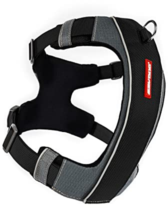 EzyDog No-Pull Hundegeschirr für Mittelgroße und Große Hunde, X- Link Anti Zug Geschirr Hund Verstellbar, Reflektierendes, Größenverstellbar, Brustgeschirr Gepolstert (XL, Schwarz)