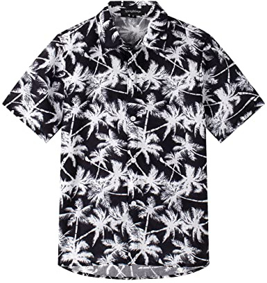 Spring&Gege Camicia hawaiana a maniche corte da ragazzo con stampa dei cartoni animati Aloha Button Down Shirt (4-14 anni