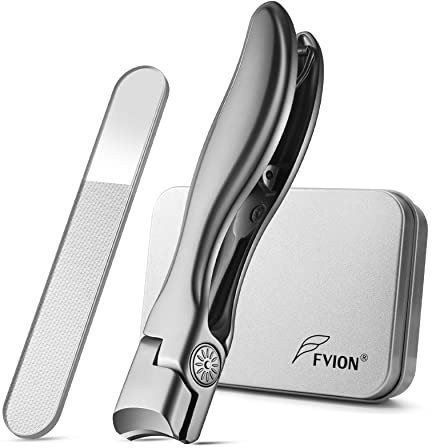 FVION Tagliaunghie per Unghie Spesse - Set Grande Tagliaunghie Acciaio Inossidabile Mascella Larga Apertura per Unghie Spesse o Dure, per Uomini, Anziani, Adulti