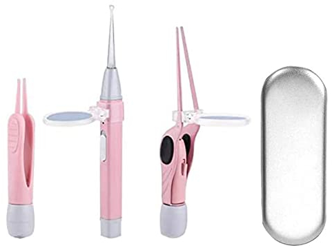 Treki LED Limpiador de Cera de Oídos Removedor de Cera de Oído con Luz Earpick de Limpieza de Oído Herramienta de Limpieza de Pinzas Oreja Luminosa Eliminación de Cera de Oídos para Bebés Niños