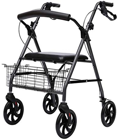MLAQLS Rollator-Gehhilfen, 4 Räder, tragbarer medizinischer Rollator, Faltbarer Gehhilfe mit bequemer Rückenlehne