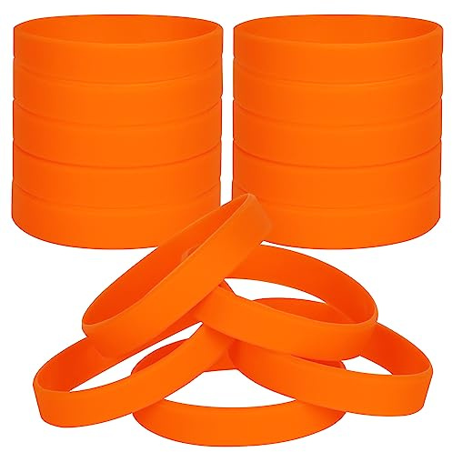 LVNRIDS 50 piezas Pulseras de silicona para niño, pulsera elástica de goma para fiestas deportivas por niños niñas Naranja