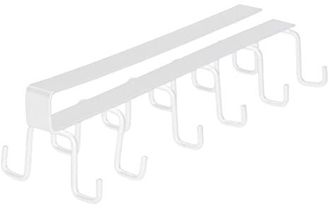 Tassenhaken, Tassenhalter unter Dem Schrank, Kaffeetassenhalter, Aufhänger Ohne Bohren, Küchenutensilienhaken, Aufbewahrungshaken Für Tassen/Küchenutensilien/Krawattengürtel/Schal(Weiß)