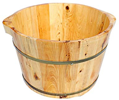 PACUM Holzfass-Fußbad-Fußbadeeimer aus massivem Holz, Fußbad für Erwachsene, Fußbecken zum Fußbad, Einweichen oder Entgiften, große Fußbadewanne vorhanden Vision