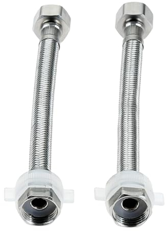 BOWAREPRO 2 Stück Flex Schlauch Armatur, BSP G1/2 x G1/2, Panzerschlauch Wasserhahn, Dusche Umflechtung Flexschlauch für Wasserhahn Mischbatterie (Schlauch und Anschluss Gesamtlänge 20cm)