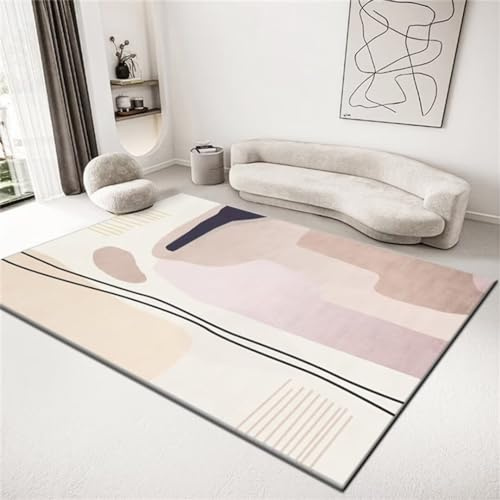 Beige Alfombra De Salon Alfombra Sencilla Y Moderna De Pelo Corto Para Habitación De Niña, Suave Y Lavable, Adecuada Para Calefacción Por Suelo Radiante Alfombras Alargadas 120X160Cm Alfombra Exterior