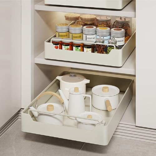 Sightday Teleskopschublade,Ausziehbarer Schrank Organizer,Küchenschrank Organizer Ausziehbar,Küchen Organizer Schublade für Küche,Wohnzimmer,Haus,Kein Bohren und Nageln Erforderlich (Weiß,25cm)