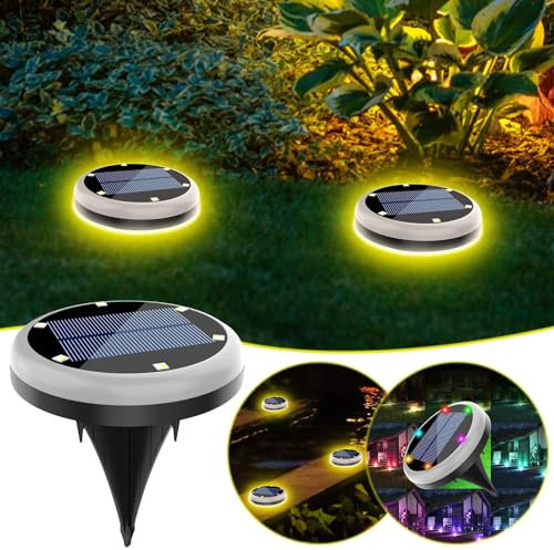 4 Stück Solar Solarlampen Für Außen, Solarleuchten Solar Bodenleuchten Für Garten Außen Mit 8 LEDs Bunte RGB, Wasserdicht Led Solar Gartenleuchten Für Rasen Auffahrt Gehweg Patio (12 Stück)