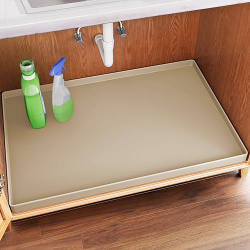 FLATO Wasserdichte Untertischmatte, 71,1 x 48,3 cm, Regaleinlage für Küche und Bad, Schrankschutz, Organizer und Aufbewahrung, flexible Silikon-Abtropfschale