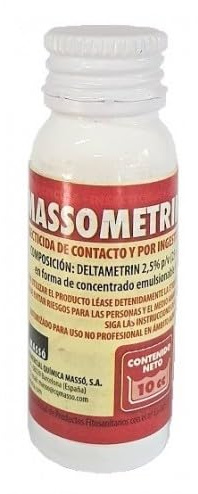 MASSOMETRIN (AMPOLLA 10 CC).Controla orugas, pulgones, escarabajos y polillas en cultivos y jardines. Rápido efecto de choque y protección residual corta, siendo eficaz contra formas adultas y larvas.