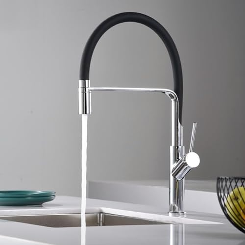 IMEX - Rubinetto Cucina Estraibile | Rubinetto Monocomando Lavello | Rubinetteria Cucina con Doccetta Flessibile 360º | Rubinetteria in Ottone | Serie Senna | Colore Cromato