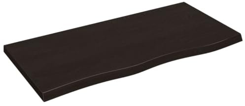 Makastle Waschtischplatte Holzbohlen Ideal für Aufsatzwaschbecken, Tischplatte Holzplatte Baumkanten-Platte für Heimwerker, Arbeitsplatten, Dunkelbraun 100x50x(2-4) cm Massivholz