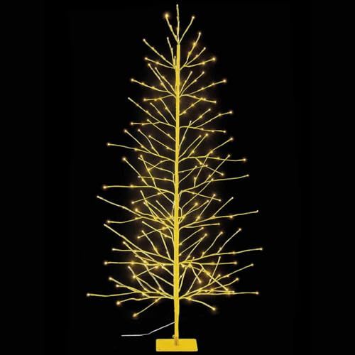 Gruppo Maruccia - Albero Luminoso Giallo con 232 Luci Led Bianco Caldo - Albero di Pasqua per Interni ed Esterni Altezza 1,8 Metri 107 Rami Luminosi