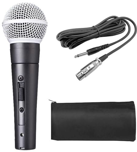 Micrófono - Micrófono dinámico con Cable, para Canto en | Aleta Profesional de Vuelta a Voces Masculinas y Femeninas, Cable con algodón Absorbente de Sonido, Microfo