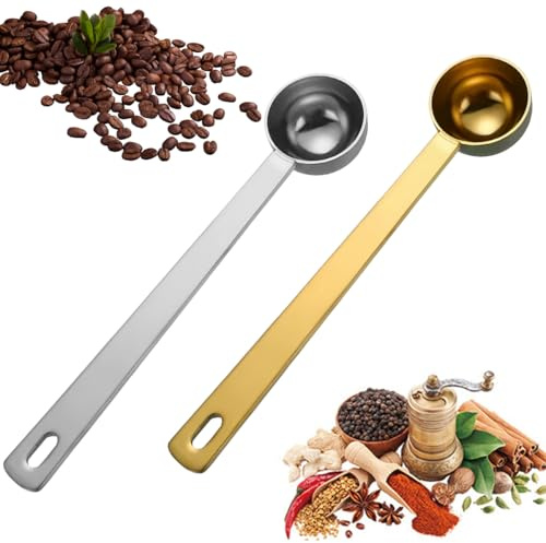 2 PCS 5ml Measuring Spoons Table Scoop Stainless Steel Coffee Measuring Spoon Long Handle Collagen Supplements Spoon for Coffee Protein Powder Milk Powder Loose Tea Sugar Flour