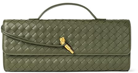 Joryin Woven Purse for Women Evening Clutch Woven Leather Handbags Crossbody Bag Purse Formal Evening bag, Olive