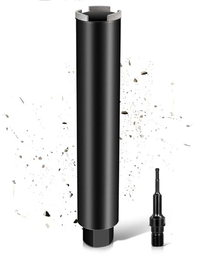 L460mm Diamantbohrkrone | 1 ¼ UNC Aufnahme | ⌀25mm mit Turbo | mit SDS-PLUS | 2200U/min für Kernbohrgeräte Kernbohrkrone Kernbohrer Nassbohrkrone Trockenbohrkrone für Beton Mauerwerk Stein Granit
