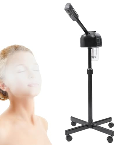 Gesichtsdampfer Vertikaler Dampfstapler Ozon Gesichtssauna 750W - 360° Drehbar mit Höhenverstellung (58-68cm), LCD-Display & 600ml Tank - PTC Heiß/Kalt Dampf für Tiefenreinigung zu Hause/Salon