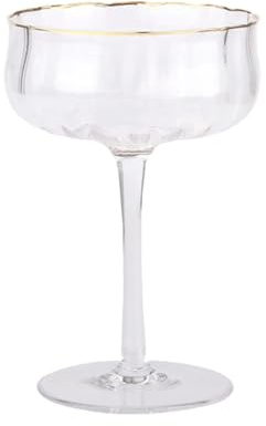 LALADEFIEE Coupe En Verre Tulipe 260ml Bord Doré Verres à Cocktail Et Coupe à Vin Multi-usage Pour Boissons, Jus Et Cocktails Ensemble Élégant Pour Apéritif Et Fête