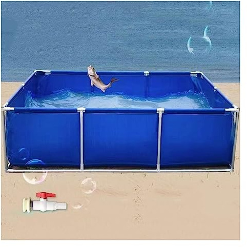 Genérico Estanque de Lona para Exteriores - Tanque de Agua Rectangular Reutilizable para Piscina elevada con Estructura de Acero, Material de PVC para acuarios de koi y Peces Dorados - Azul, tamaño: