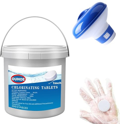 Chlortabletten mit Schwimmerspender, 0,5 kg, Chlortabs für Schwimmbäder, Whirlpools, langlebig, hält Wasser, schützt vor Sonnenlicht, macht glatt, rostfrei, ideal, hoher Eisengehalt
