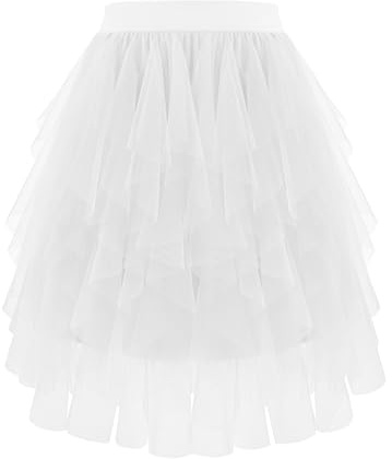 Bbonlinedress dam tyllkjolar mini tutu en linje nät lager kort festkjol, Vitt, M