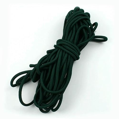 Cuerda elástica de colores de 5/10/20 m, goma redonda de 5 mm para diademas, cordón elástico para confección, suministros para costura, cuerdas elásticas de resorte - 101 Verde oscuro - 5 mm - 10 me