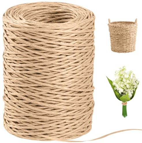 Hilo de Papel para Manualidades, Hilo de papel de 200m para manualidades y decoración creativa ideal para envoltura de regalos arreglos florales bodas jardinería y embalaje navideño