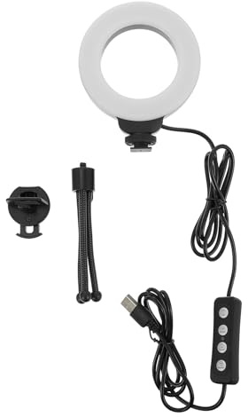 MAJORMENCH 4-inch Mini LED Ring Light with Clip and Tripod, USB Rechargeable Video Conference Fill Light for Webcam, Laptop, Streaming, and Photography
