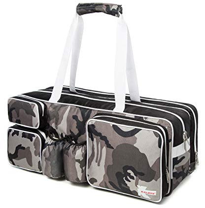 K-Cliffs Tennis Racket Bag | Deluxe Ballistic Nylon Travel Duffel | Shoe Compartment Snow Camo White Black
