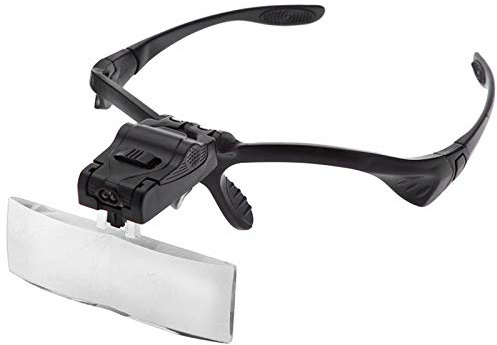Lupa de diadema con luz LED, manos libres, lupa con 5 lentes desmontables, gafas de aumento profesional para lectura, arte de uñas, pestañas, joyas, relojes y reparación electrónica