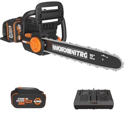 Worx Nitro 40V 16 Cordless Brushless Chainsaw 4.0 Ah Battery and Charger Included WG385