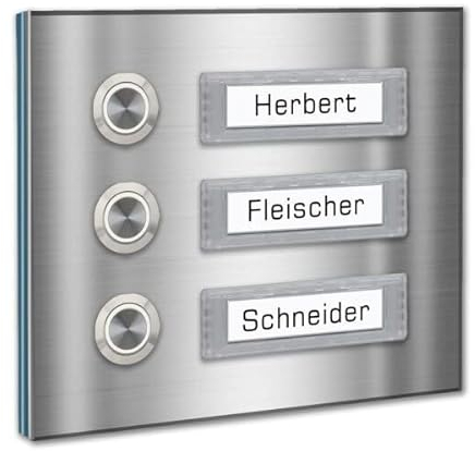 Dreifamilien Türklingel 145x120mm mit wechselbaren Namensschildern