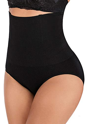 Femme Culotte Gainante Ventre Plat Gaine Amincissante Invisible Taille Haute Culottes Sculptantes Stretch Slip Panty Minceur Shapewear Body Shaper,Noir XS/S