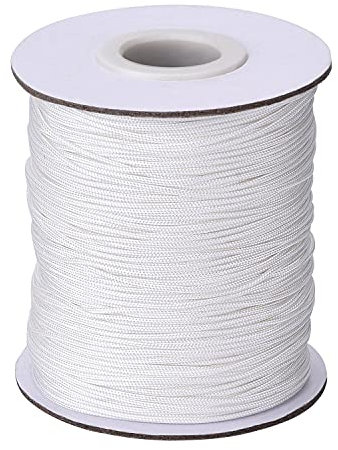 Trimming Shop 2mm Wide White Nylon Braided Cord for Gear Making, DIY Accessories, Gardening Plant and Crafts, Aluminium Blind Shade, 1 Metres