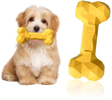Juguetes para perros masticables, hueso de dentición, hueso de goma amarillo, juguete masticable para perros pequeños de menos de 5 kg, juguete de limpieza de dientes para perros