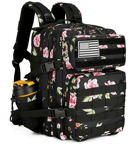 KXBUNQD 45L Military Tactical Backpack Hiking Backpacks Tactical Gear Camo Back Pack Army Molle Bag Rucksack Fitness Daypack