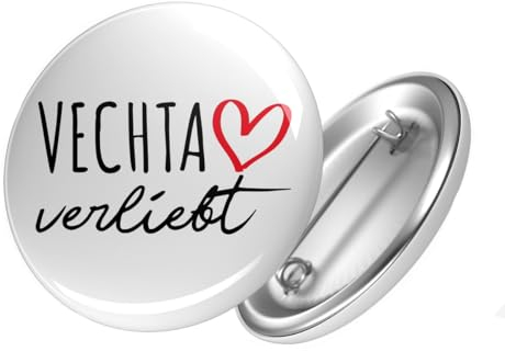 Huuraa Anstecker Vechta verliebt Geschenk Ansteck Pin Größe 59mm Vechta Accessoire
