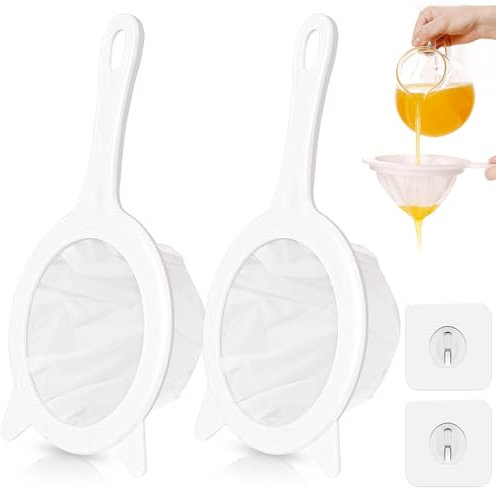 Prebarfun 400/300 Mesh Sieb Filter, Feines Sieb, Sieb Fein Mit Griff, Passiersieb, Nylonsieb, KüChensieb Fein, Sieb Feinmaschig für Saft, Kaffee, Milch