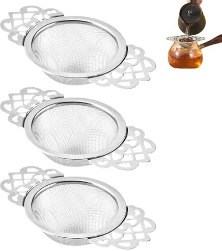 Colino Da Tè In 3 Pezzi, Colino Da Tè In Acciaio Inossidabile, Colino Da Tè A Maglia Fine, Colino Da Tè A Foglie Sfuse, Infusore Da Tè In Pizzo Con Protezione Per Le Mani