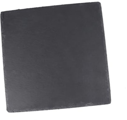 DUDSME 1 plat de présentation à steak et sushis - Assiettes japonaises carrées en ardoise - Plat de service rectangulaire en ardoise - Plateau de service rond - Noir (25 x 25 x 1 cm)