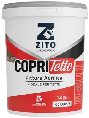 DI.M.EL. S.R.L. Pittura Per Manti Bituminosi |Tetti e cemento | Pittura Acrilica impermealizzante | Fusto da 5 LT - 14 LT | Bianca | Grigia (Bianco, 14 Litri)