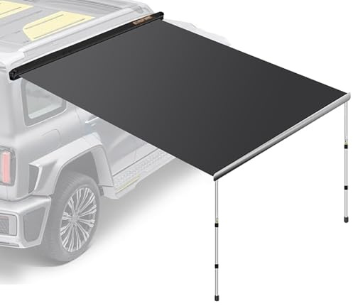FVTVHEV Toldo Retráctil para Coche Toldo Furgoneta Camper Tejido Oxford 200D Impermeable Resistente a la luz Solar Altura Ajustable Uso en Exteriores(Black1)