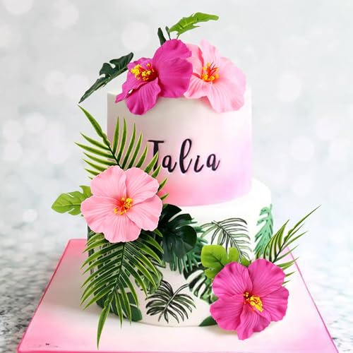 Hawaiianische Tortendekorationen, Tortendeko Blumen, Tropische Tortendekorationen, happy birthday tortendeko, für Geburtstag Baby Hawaii Party Deko